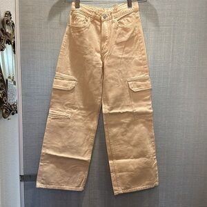 H&M Girls High Waist, Tan, Cargo, Wide Leg Size 8-9Y